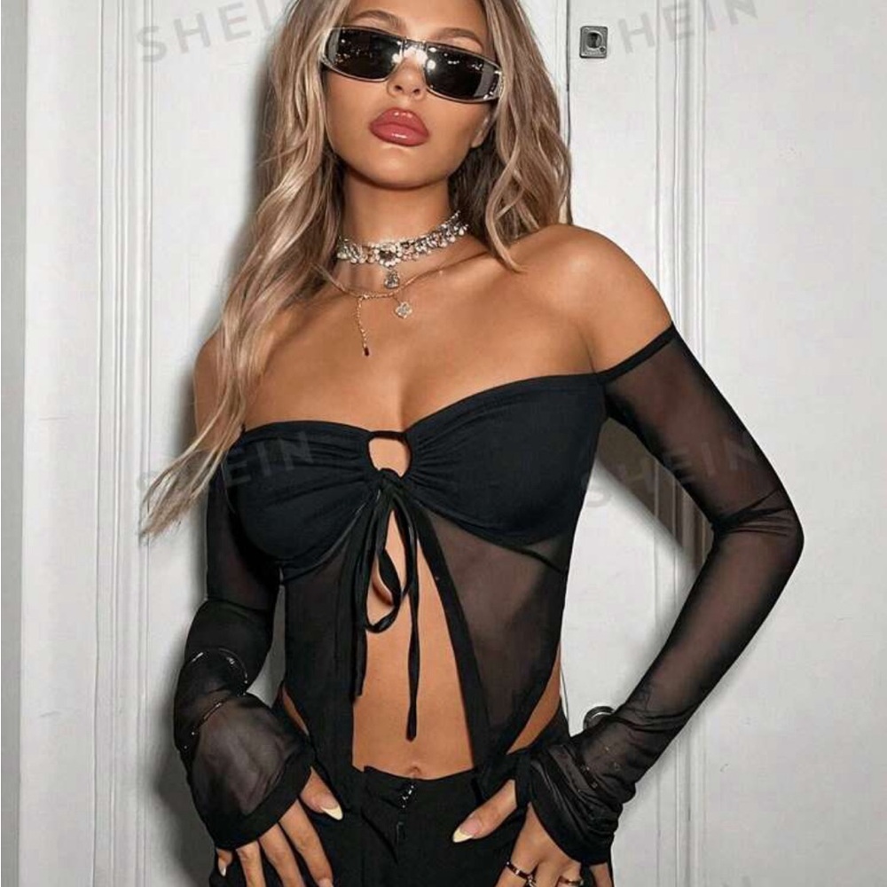 Black sheer shein top size small